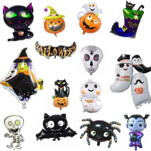 Halloween Pumpkin Ghost Balloons Halloween Decorations Spider Foil Balloons Inflatable Toys Bat Globos Halloween Party Supplies