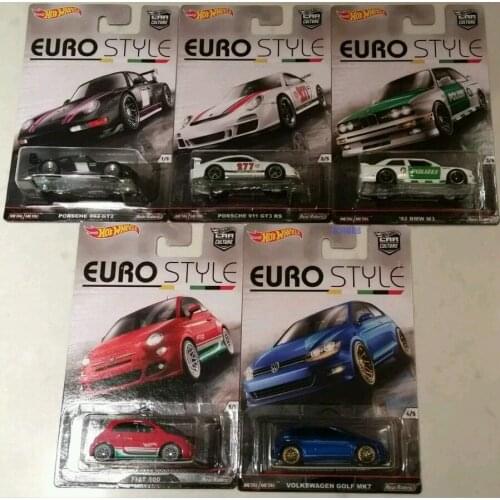 HOT WHEELS Car 1/64 Culture EURO STYLE Volks wagen Golf & FIAT 500 & bmws 2002 & Porsches