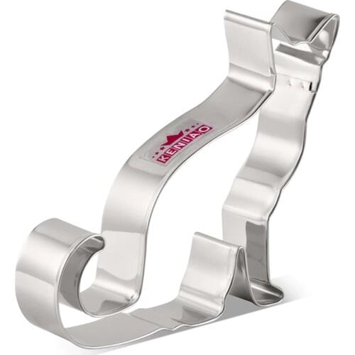KENIAO Sitting Cat Cookie Cutter for Kids - 11.1 x 10.4 cm - Biscuit and Fondant Cat Cutter - Stainless Steel