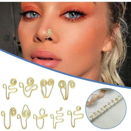 Nose Ring Metal Irregular Nose Clip Non Piercing Cuff Clip On Nose Ring For Women Punk Piercing Body Nose Jewelry Dropshipping