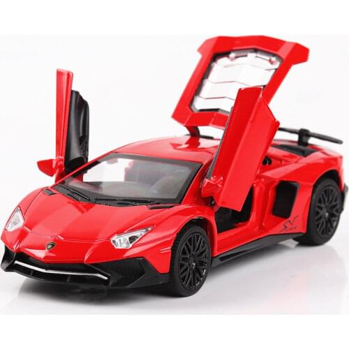 1/32 Diecast Car Model Aventador LP750-4 Sports Car Vehicles With Sound Light Alloy Toy Super Car Pull Back Kids Gifts For Boy