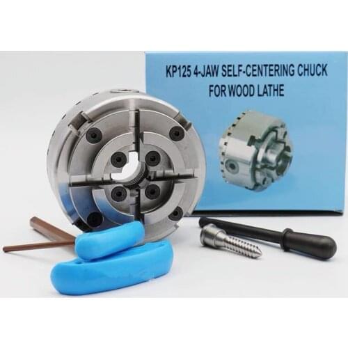 KP125 4-Jaw Self-Centering Chuck For Wood Lathe High Precision Woodworking Chuck 5 Inch 125MM Thread M40x2 Clamping 20-100MM