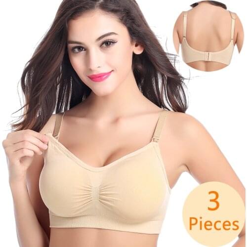 3 Pcs Maternity Bras Seamless Nursing Bra Pregnancy Clothes Prevent Sagging Breastfeeding Women Breathable Wirefree Feeding Bras