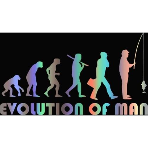 PLAY COOL Car Sticker The Evolution of Man Fisherman Fishing Funny Automobiles Motorcycles Exterior Accessories Vinyl Decal