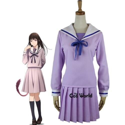Noragami Yukine Iki Hiyori School Uniform Sailor Suit Tops Dress Outfit Anime Cosplay Costumes