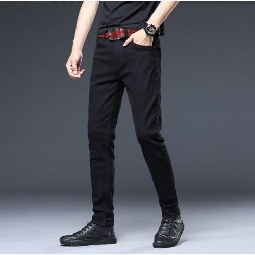 New Brand Mens Blue Smart Casual Jeans Popular High Quality Casual Soft Skinny Denim Trousers Pencil Long Pants Hot Sales