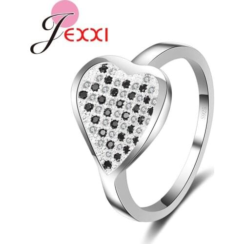 New Arrival Luxury Micro Zircon Stone Pave Romantic Heart Shape Finger Ring Woman Wedding Engagement 925 Sterling Silver Jewelry
