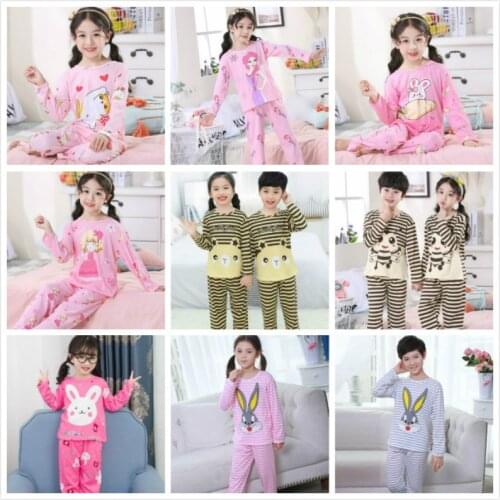 Kids Boy Girl Pajamas Pyjamas Set Spring Cartoon Rabbit Bear Princess Nightwear Pijamas Children Clothing Set Sleepwear Homewear
