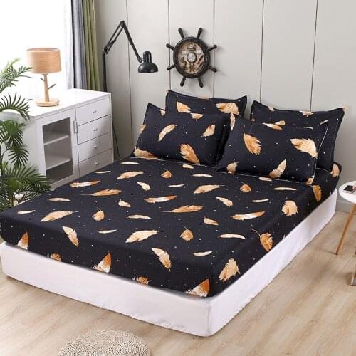 Printed sanding Bedspread Skin friendly Bed Cover Non Slip Fitted Sheet Bed Protect Mattress Cover King Size for home/hotels