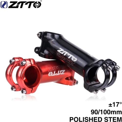 ZTTO Polished Stem 90mm 100mm 17 degree High-Strength Lightweight 31.8mm for XC Trail MTB Mountain Road Bike glossy Bicycle part
