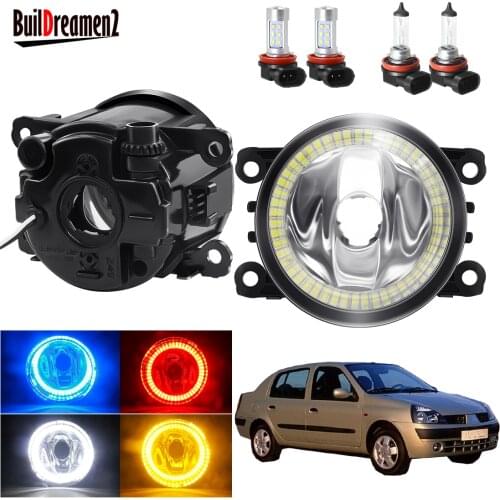 Angel Eye Fog Light Assembly For Renault Thalia 1998-2015 Car 20W Front Bumper Fog Light Halo Ring Daytime Running Lamp H11 12V