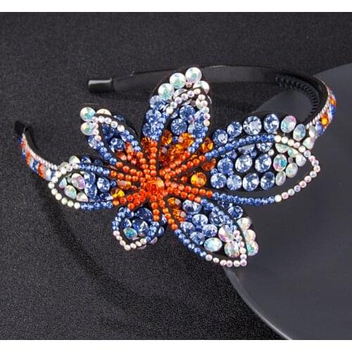 Retro Simple Flowers Head Wear Luxury Headband for Women Rhinestone Non-slip Border Girls Hairpin Fancy Hair Accessories Gift