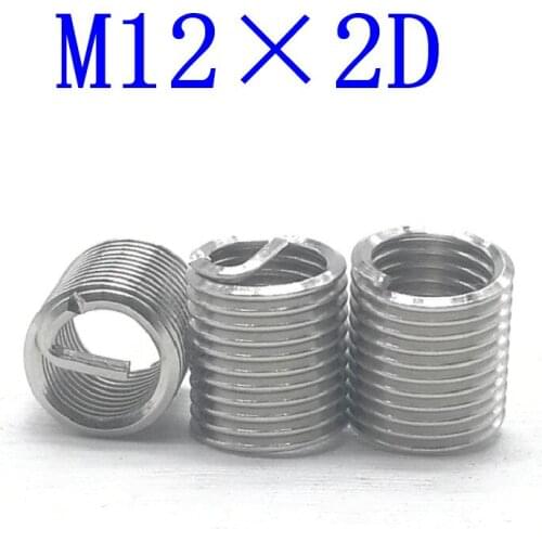 10Pcs M12*2D Stainless Steel Coiled Wire Helical Screw Thread Inserts M12 Screw Bushing self tapping thread repair tool