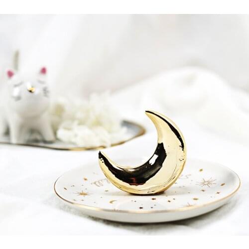 NEWYEARNEW Ceramic European Ring Jewelry Dish Pearl Dish Ring Storage Plate Package Home decoration Wedding Birthday Gift