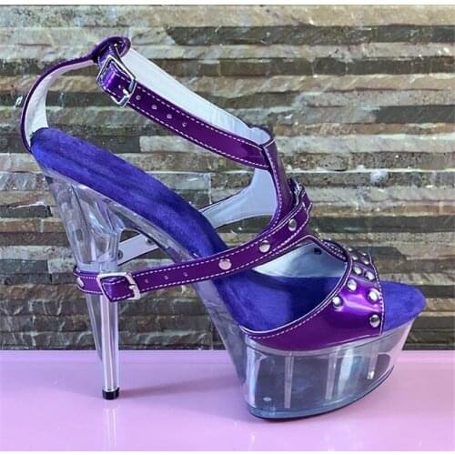 Red sexy wedding dress shoes Noble banquet sandals 15 cm high and waterproof womens shoes