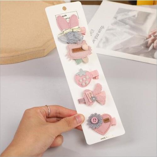 5pcs New Cute Flower Hairpin Kids Girls Hair Clips Bows Barrette Accessories for Children Hairclip Headdress Hairgrips T1457