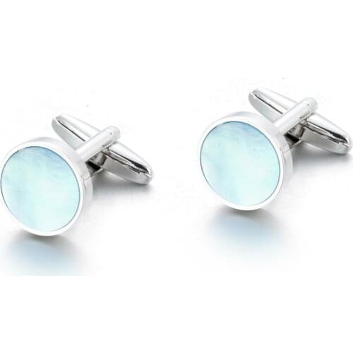 Round Sea Shell Cufflinks Party Gifts French Mens Shirt Cuff Link Fathers Day Gift Silver-plated Shell Cufflinks