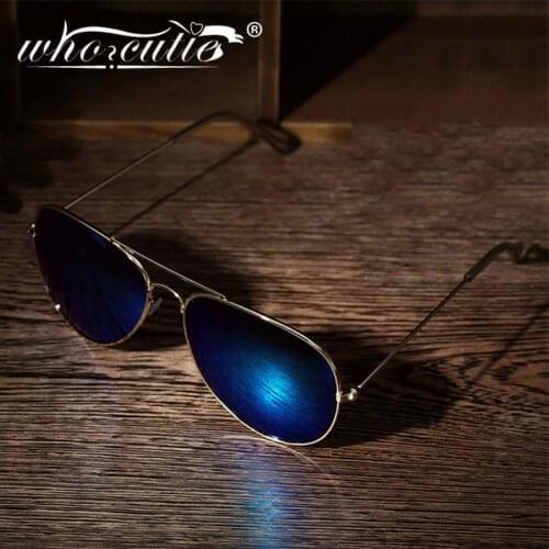 WHO CUTIE 2020 Pilot Sunglasses Women Men Brand Design Metal Frame Mirror Lens Aviation Sun Glasses Male Reflective Lens S198