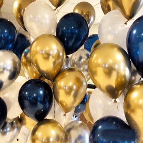 10Pcs 12 inch Round Metallic Balloon Gold Silver Blue Metal Balloon Pearl Latex Colorful Wedding Party Favors Decoration Supplie