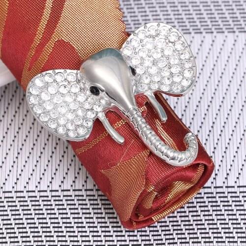 10pcs High-grade napkin buckle Creative elephant Western-style napkin ring towel ring Hotel model room table napkin ring