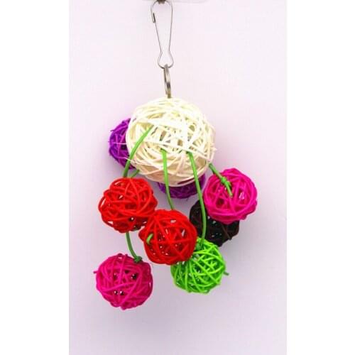 2 pcs Round Sepak Takraw Rattan Balls Pet Bird Toys Parrot Interactive and Chew toys Birdcage Accessories Supplies Random Color