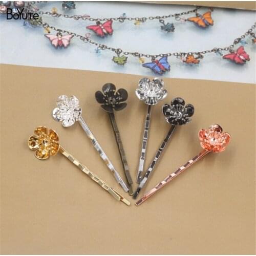 20Pcs 17MM Flower Hair Barrette 6 Colors Plated Women Hair Clip Hair Accessories