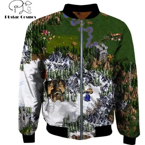2019 Fashion Mens bomber jackets Game Heroes of Might & Magic Printed 3d Zip Long Sleeve Pullover Unisex Zipper jacket WP88