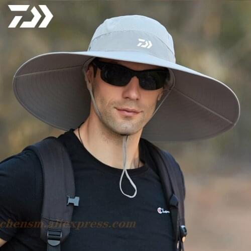 2020 Daiwa Men Outdoor Big Edge Fishing Hat Hat Mountaineering Anti-ultraviolet Sunscreen Sunshade Multipurpose Adjustable Cap