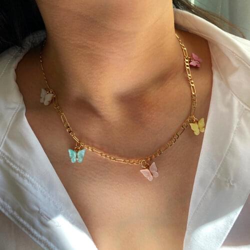 2020 Fashion Cute Butterfly Pendant Necklaces for Women Multicolor Insect Necklace New Design Jewelry Party Friendship Gifts