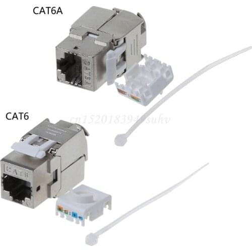 5 Pcs Cat6 Cat6A Keystone Jack RJ45 to LSA FTP Zinc Alloy Module Shielded Keystone Jack Adapter Network Connector