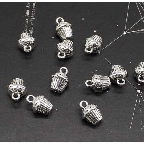 8pcs charm diy bracelet necklace earrings pendant pendant retro handmade cake alloy jewelry accessories wholesale