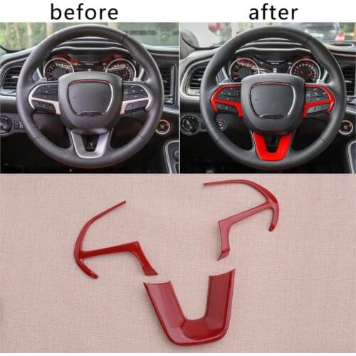 1Set Car ABS Red Steering Wheel Moulding Cover Trim Fit for Dodge Challenger Charger Durango Jeep Accessories