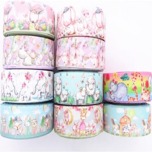 1" 25MM 50 yards Cute Animals Printed Grosgrain Ribbon Mothers Day DIY Hair Bows Handmade Materials MD19030801