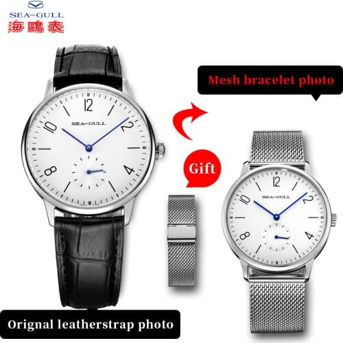 Seagull Brand часы мужские Manual Mechanical Watch Ultra-thin Simple Mens Business Leather Strap Waterproof Watch 819.612