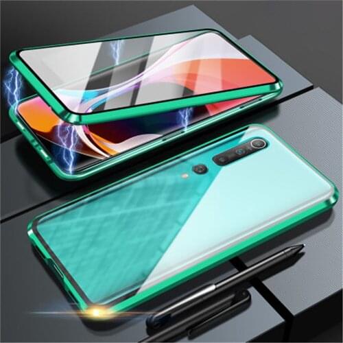 Double Side Magnetic Adsorption Metal Phone Case Tempered Glass Full Protective Cover for 10/ 10 Pro Phone Cover