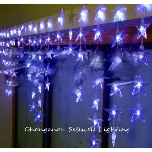 GOOD!LED christmas light showcase decoration 90pcs blue five pointed star bead curtain lamp H171
