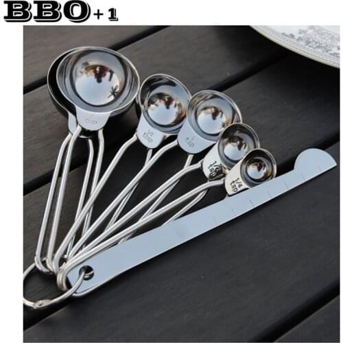 Stainless steel measuring spoons measuring spoon baking tools Set of 7pcs Strong Accurate Metric Spoons Scale Measuring scoops