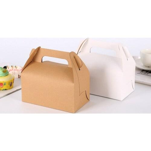 Portable Kraft Paper Bags Foldable Storage Gift Bag Handbag Cake Boxes and Packaging Bakery Box for Baby Shower Birthday Party