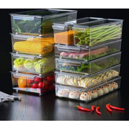 Divider Refrigerator Food Storage Box With Lid Transparent Fresh-keeping Box Container Kitchen Fridge Cabinet Organizer