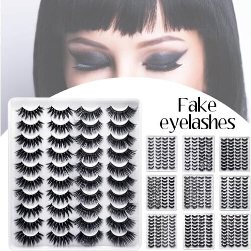 40pcs Flase Eyelashes 6D Faux Mink Eyelash Natural Look Reusable Handmade Eyelashes for Party Club Bar Daily Wearing