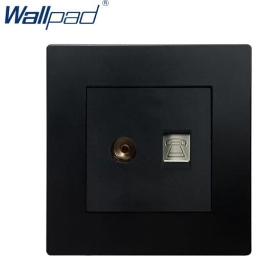 TV TEL Socket Television Telephone Black PC Panel Wallpad Luxury Wall Power Electrical Outlet Sockets