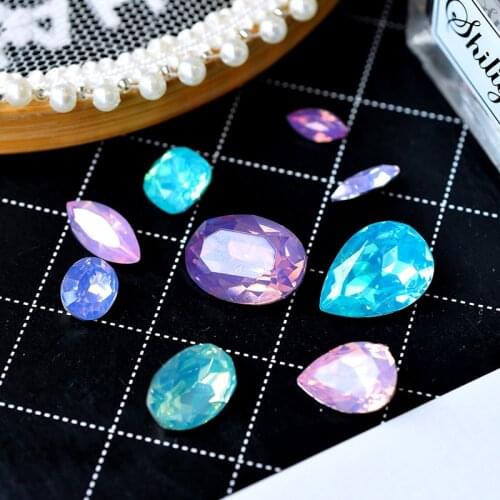 12p Waterdrop Navette Oval Square opal color pointed back acrylic resin rhinestones crystal stone jewels beads DIY wedding dress