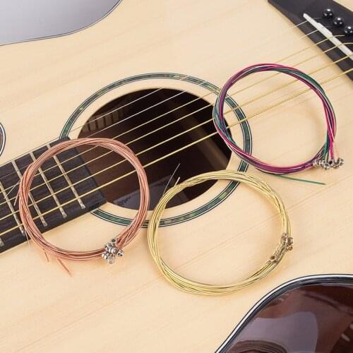 6pcs/set Universal Acoustic Guitar String Brass Hexagonal Steel Core Strings For Musical Instruments Guitars Strings Guitar Part