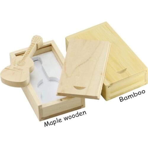 Customize LOGO Wooden Guitar Usb + Gifts BOX Usb Flash Drive Memory Stick Pendrive 4GB 8GB 16GB 32GB U Disk Wedding Gift