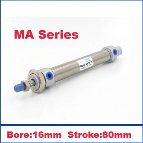 High quality double acting pneumatic small cylinders stainless steel 16mm bore 80mm stroke MA16-80 mini air cylinder