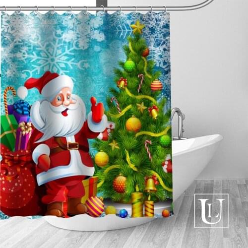 Custom merry christmas Curtain Fabric Modern Shower Curtain bathroom beautiful Curtains Bath decor Polyester Cloth Waterproof