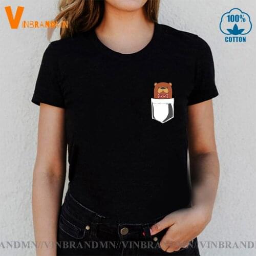 Women Funny Gentleman Otter Bow Tie Pocket T-shirt Cute Otter fans Gift Clothing Trendy Fashion Pocket Otter T shirt