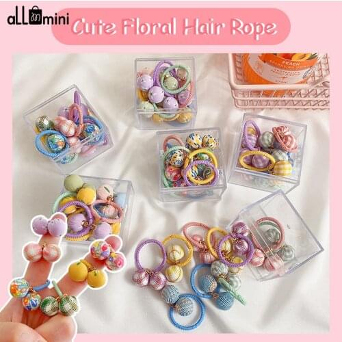 10/20/30PCS/Set Girl Cute Boll Flower Elastic Hair Bands Mini Hair Ring Ponytail Holder Scrunchies Kid Princess Hair Accessories