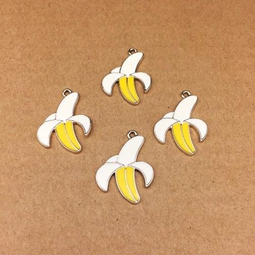 10pcs Fruite Banana Enamel Charms 10pcs/lot Metal Pendants Gold base Fashion Jewelry Accessories