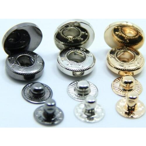 100 pieces 12-17mm Metal Flat snap Button Mirror Jacket Down Dark Button Alloy Face Clothing jeans combined Buttons for clothing